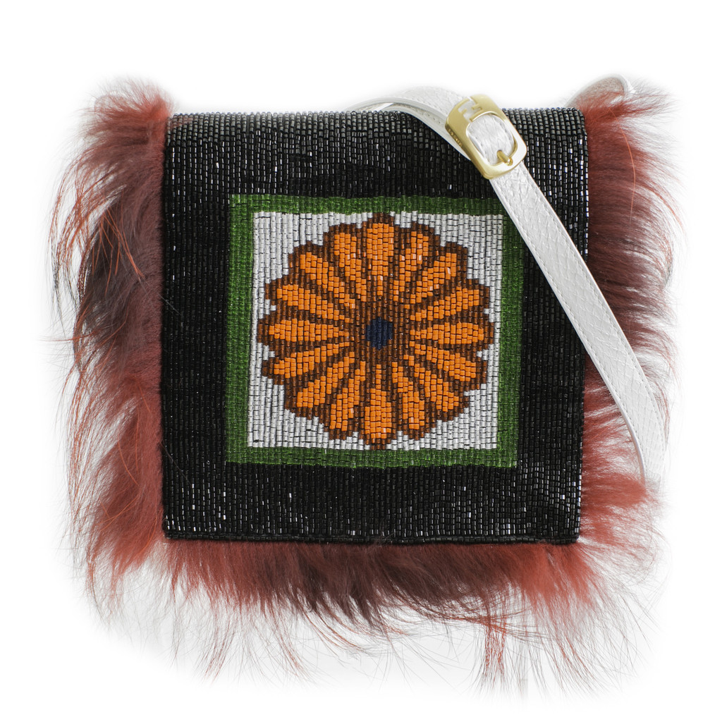 DAISY BEADED SNAKESKIN CROSSBODY
