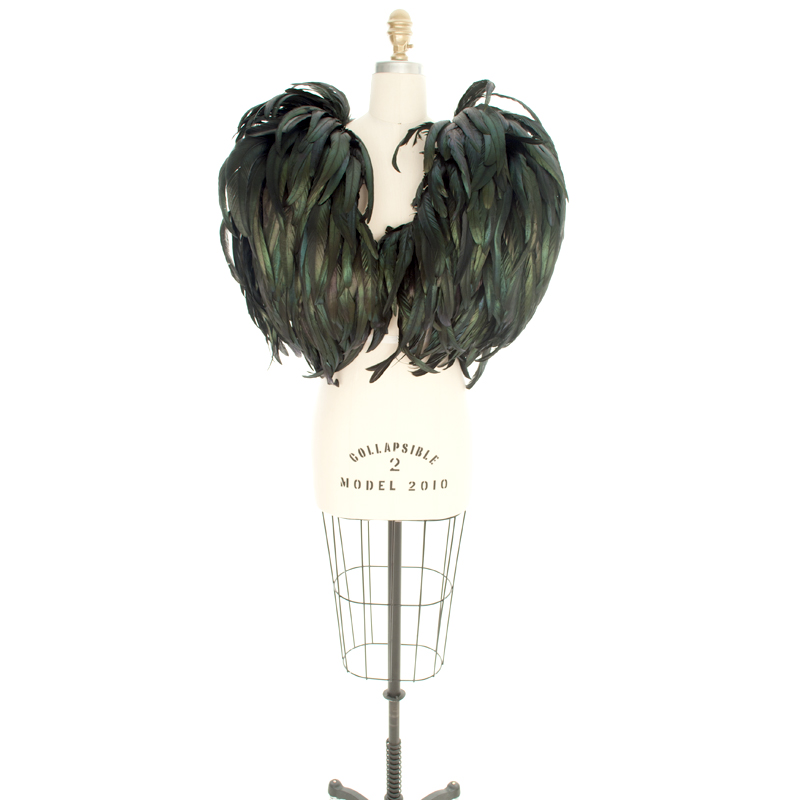 VINTAGE - Green Feather Bolero - 